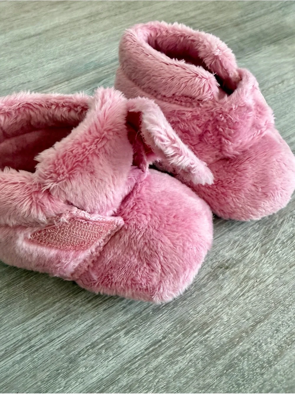 UGG Baby Plush Warm Pink Hook-and-Loop Slip-On Booties Slippers 1